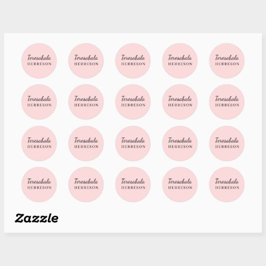 Blush Pink Modern Minimal Monogram Design Ronde Sticker (Vel)