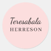 Blush Pink Modern Minimal Monogram Design Ronde Sticker (Voorkant)