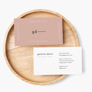 Blush Pink Modern Minimale Feminine Girly Monogram Visitekaartje