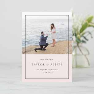 Blush Pink Modern Minimalist Lijst Foto Save The Date
