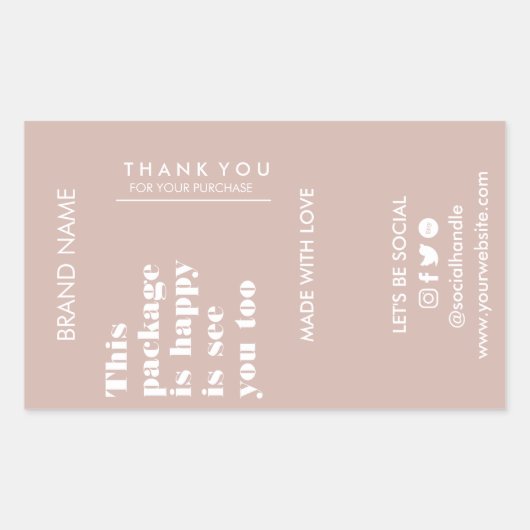 Blush Pink Modern Minimalist Rechthoekige Sticker (Voorkant)