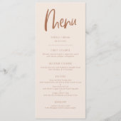Blush Pink Modern Minimalist Weddenschap Menu (Voorkant)