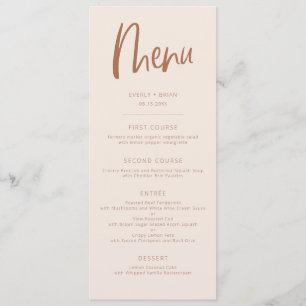 Blush Pink Modern Minimalist Weddenschap Menu