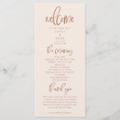 Blush Pink Modern Minimalist Wedding Programme Programma (Voorkant)