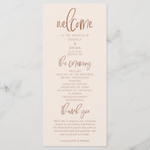 Blush Pink Modern Minimalist Wedding Programme Programma