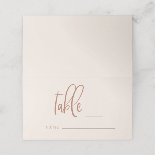Blush Pink Modern Minimalist Wedloop Table Number (Buitenkant ongevouwen)