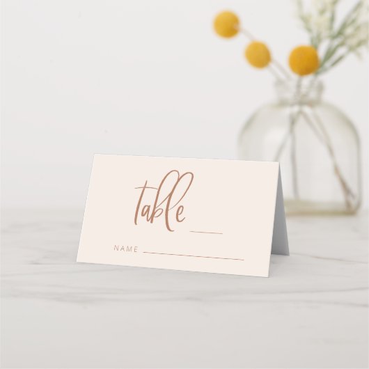 Blush Pink Modern Minimalist Wedloop Table Number (Voorkant)