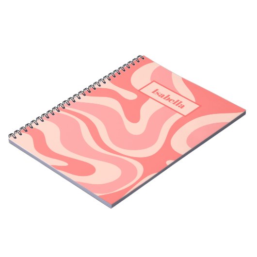 Blush Pink Modern Retro Liquid Swirl Abstract Notitieboek (Linkerzijde)