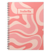 Blush Pink Modern Retro Liquid Swirl Abstract Notitieboek (Voorkant)