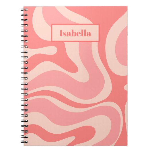 Blush Pink Modern Retro Liquid Swirl Abstract Notitieboek (Voorkant)