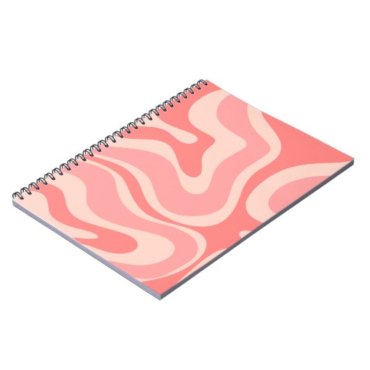 Blush Pink Modern Retro Liquid Swirl Abstract Notitieboek (Linkerzijde)