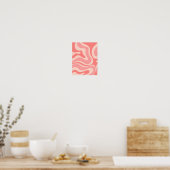 Blush Pink Modern Retro Liquid Swirl Abstract Poster (Keuken)
