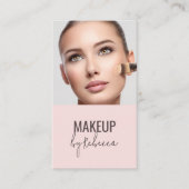 Blush Pink Modern Script Font QR Code Photo Makeup Visitekaartje (Voorkant)