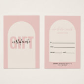 Blush Pink Modern Simple Arch Venin Certificate (Devant & derrière)