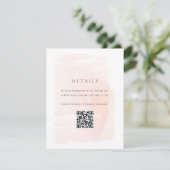 Blush Pink Modern Waterverf Wedding Informatiekaartje (Staand voorkant)