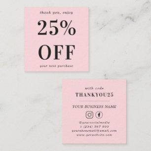 Blush Pink Moderne Bold Typografie Small Business Kortingskaartje