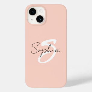 Blush Pink Monogram Aangepaste naam Case-Mate iPhone 14 Hoesje
