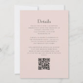 Blush Pink Monogram Crest QR Code Wedding Kaart (Achterkant)