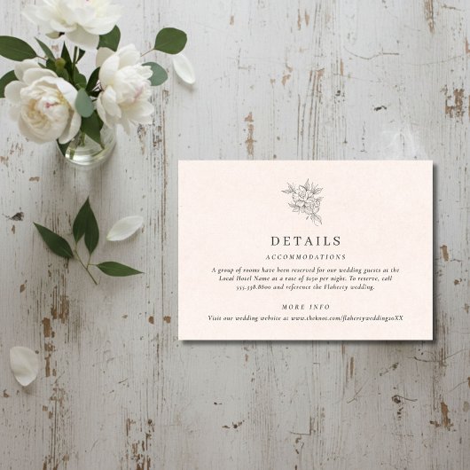 Blush Pink Monogram Details Enclosure Card Informatiekaartje