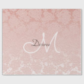 Blush Pink Monogram Elegant Floral Moderne Kunst Cadeaupapier (Vlak)