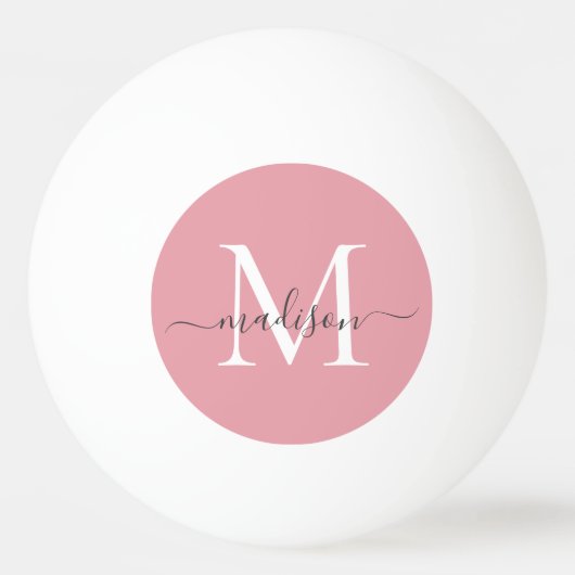 Blush Pink Monogram Elegant Girly Grey Script Pingpongballen (Voorkant)
