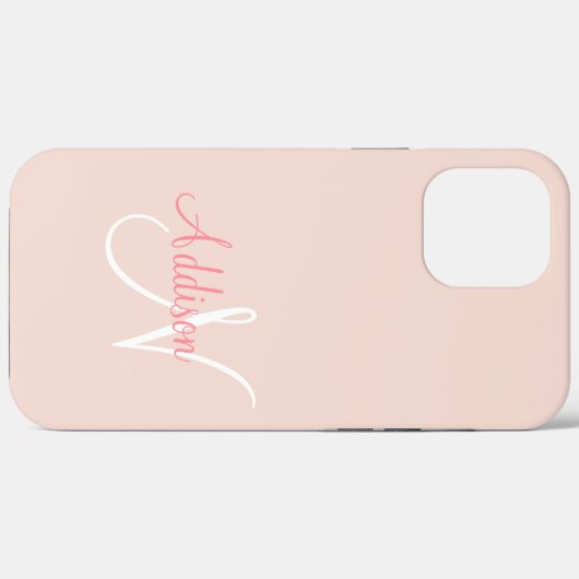 Blush Pink Monogram Gepersonaliseerd Elegant Case-Mate iPhone Case (Achterkant (horizontaal))