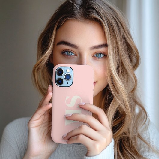 Blush pink monogram initiaal Case-Mate iPhone case