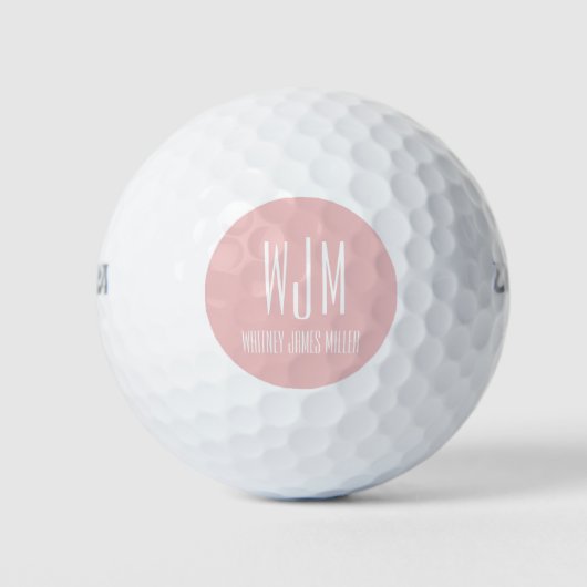 Blush pink Monogram Initiaal Golfballen (Voorkant)