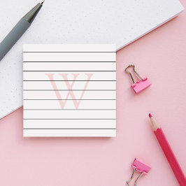 Blush Pink Monogram Lijnzijde Post-it® Notes