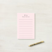 Blush Pink Monogram Minimalist Post-it® Notes (Op bureau)