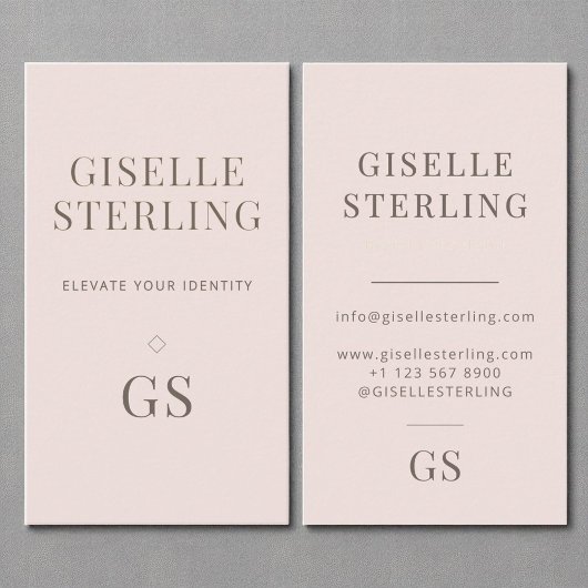 Blush Pink Monogram Modern Elegant Minimalist Visitekaartje