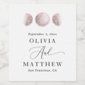 Blush Pink Moon | Elegant script Hemelse bruiloft Wijn Etiket (Enkel label)