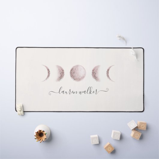 Blush Pink Moon Phases Monogram Bureaumat (Kindertafel)