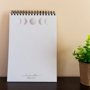 Blush Pink Moon Phases Yoga Studio Notitieblok