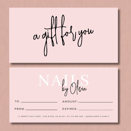 Blush Pink Nail Salon Logo Cadeaubonnen