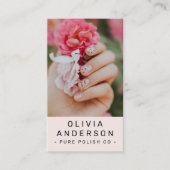 Blush Pink Nail Tech Photo QR Code Visitekaartje (Voorkant)