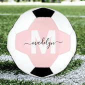 Blush pink name monogram voetbal