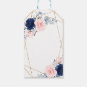 Blush Pink & Navy Blue Floral Gift Label Cadeaulabel (Achterkant)