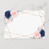 Blush Pink & Navy Blue Roos bruiloft receptie Informatiekaartje (Achterkant)