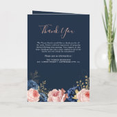 Blush Pink & Navy Florals Elegant Funeral Programm Programma (Achterkant)