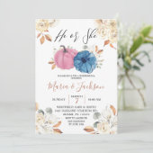 Blush Pink & Navy Gender onthullen partijuitnodigi Kaart (Staand voorkant)