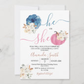 Blush Pink & Navy Genre Revevela Party Invitation (Devant)