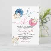 Blush Pink & Navy Genre Revevela Party Invitation (Debout devant)