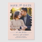 Blush Pink Navy Photo Enregistrer la date Carte ma (Devant)