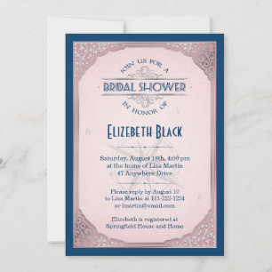 Blush Pink Navy Silver Lijst Vrijgezellenfeest Kaart