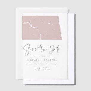 Blush Pink North Dakota Minimalist Bewaar de datum Vellum Uitnodigingen