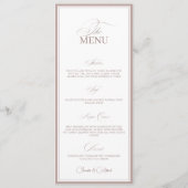 Blush Pink Old Money Wedding Dinner Menu Card (Devant)