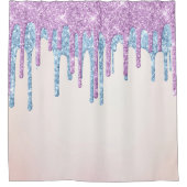 *~* Blush Pink OMBRE Drip Druppelende GLITTER AP7 Douchegordijn (Voorkant)