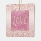 Blush Pink Ombre Glitzy Glitter Sparkle Love Keramisch Ornament (Links)
