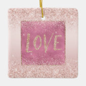 Blush Pink Ombre Glitzy Glitter Sparkle Love Keramisch Ornament (Voorkant)